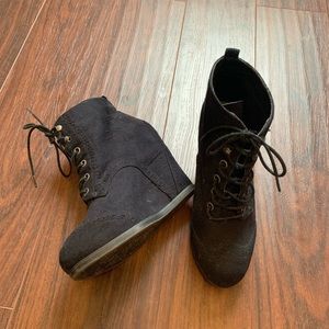 Black wedge booties